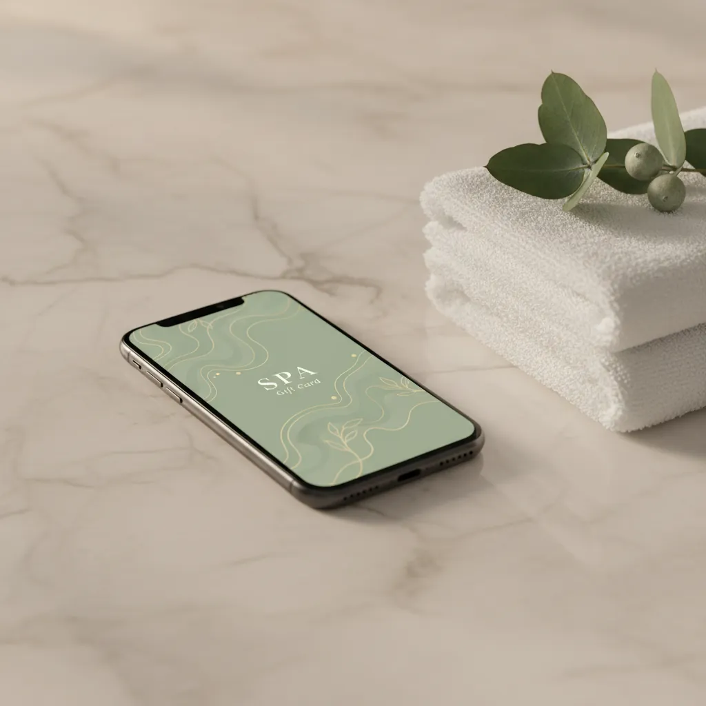 Instant online spa gift card on a phone for Knoxville massage services